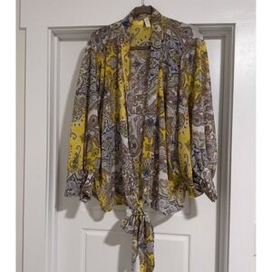 Love Yellow Blouse Boutique Size S/M‎ Open In Front